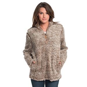 The Southern Shirt Co. Heather Sherpa Pullover Pockets Zip Cotton Fleece Sweater